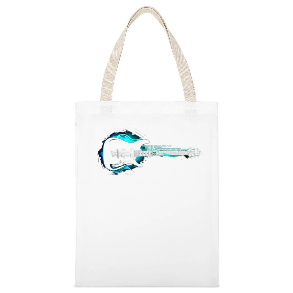 Guitar Music White Canvas Tote Shopping Bag