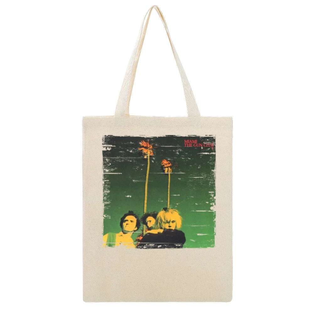 Gun Club Miami Album Cover Distressed Image Beige Canvas Tote Shopping Bag