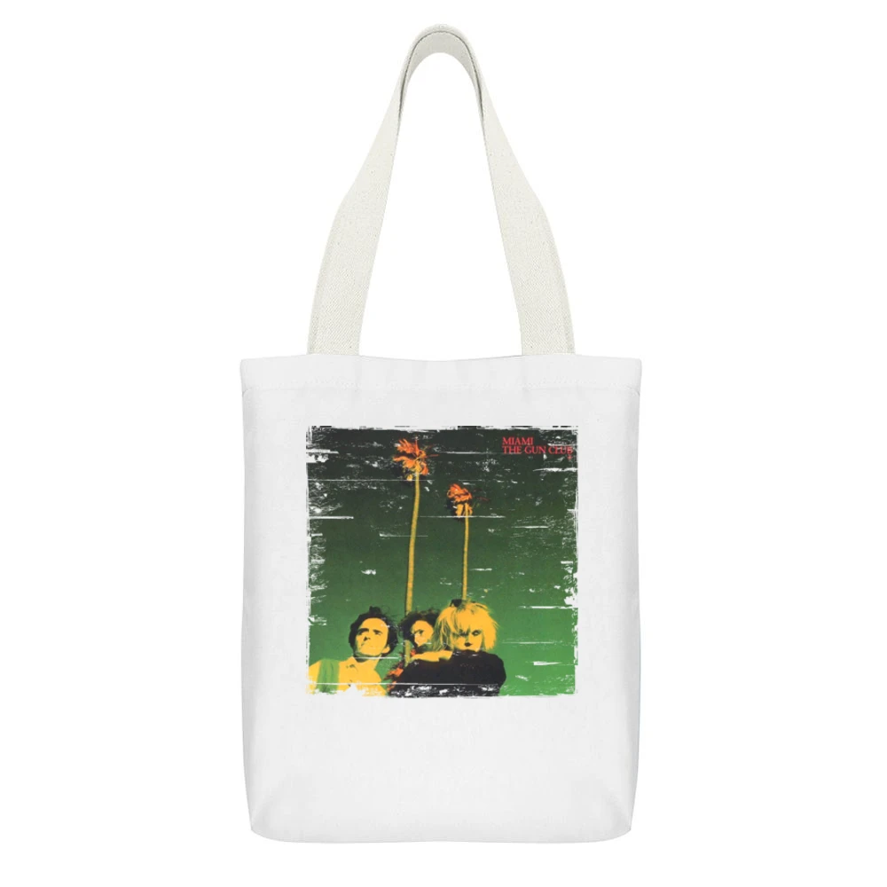 Gun Club Miami Album Cover Distressed Image White Canvas Tote Shopping Bag With Interior Pocket