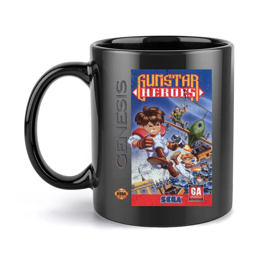 Gunstar Heroes Sega Genesis Old School Retro Video Game Fan Distressed Black Mug