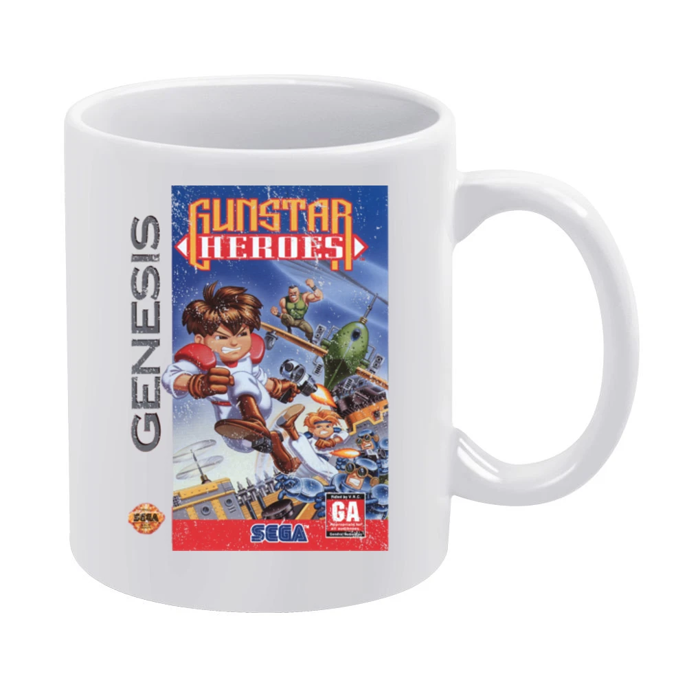 Gunstar Heroes Sega Genesis Old School Retro Video Game Fan Distressed White Mug