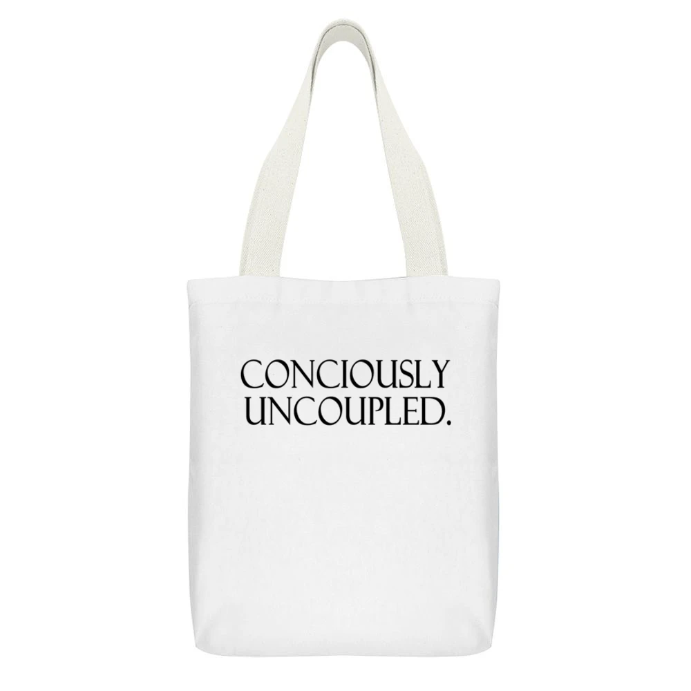 Gwyneth Paltrow Concious Uncoupling White Canvas Tote Shopping Bag With Interior Pocket