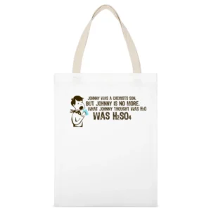 H2SO4 White Canvas Tote Shopping Bag