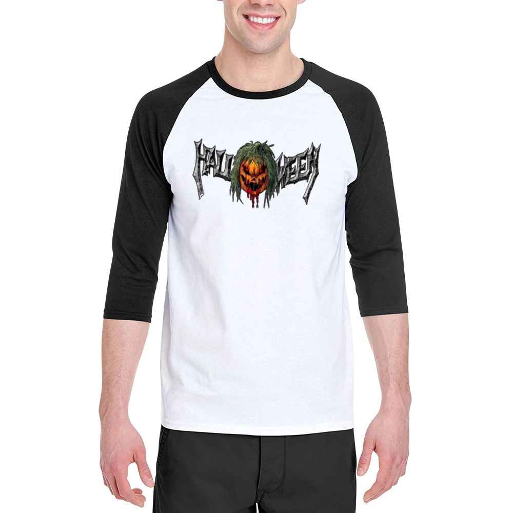 Halloween text with scary bloody pumpkin Men 3/4 Sleeve T-Shirt