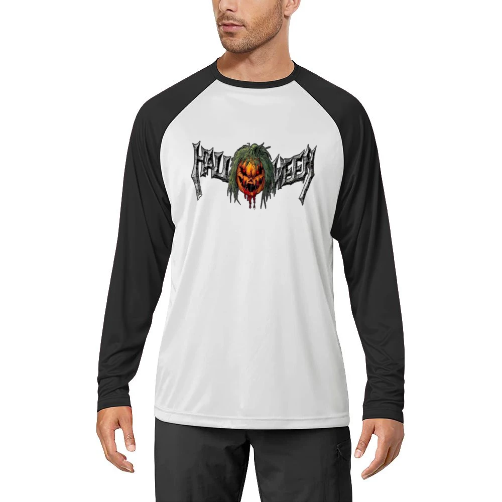 Halloween text with scary bloody pumpkin Men Long Sleeve T-Shirt