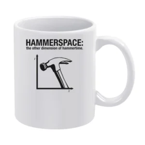 Hammerspace Funny Retro Hammertime Parody White Mug