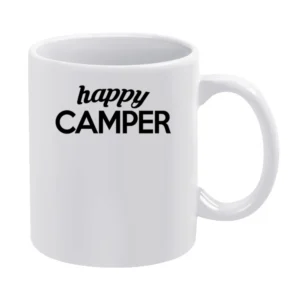 Happy Camper Fun Graphic Tee Shirt White Mug