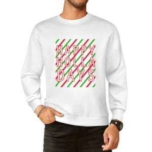 Happy Holla Days Funny Holidays Christmas Graphic Tee Shirt European Size Pullover Sweater