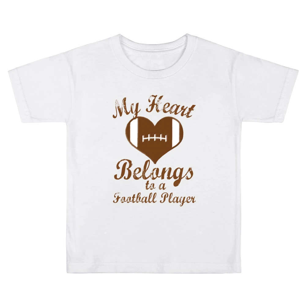 Heart Belongs To A Football Player Fun Tee Shirt Kids Boys Girls T-Shirt
