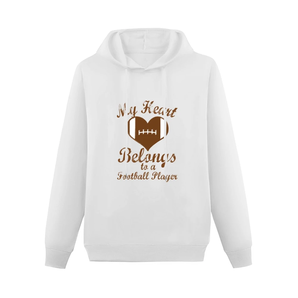 Heart Belongs To A Football Player Fun Tee Shirt Men Hoodie Without Pocket