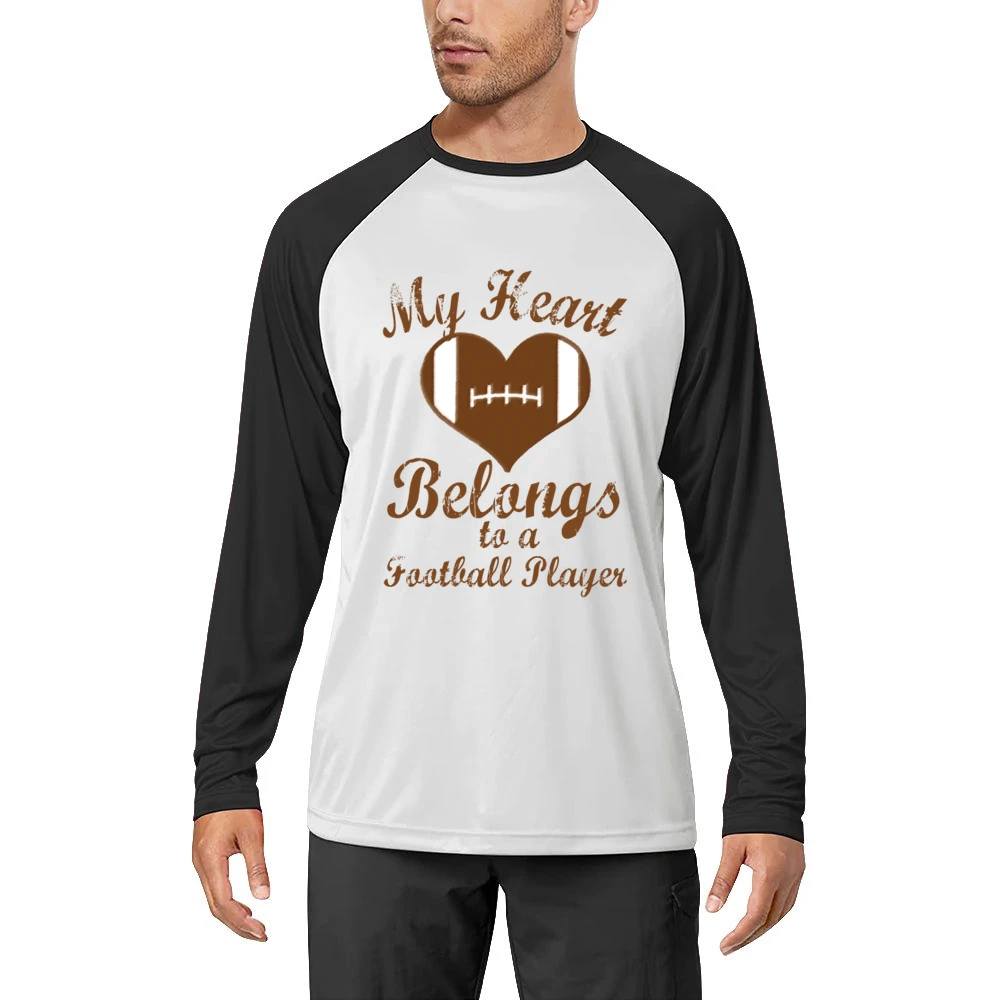 Heart Belongs To A Football Player Fun Tee Shirt Men Long Sleeve T-Shirt