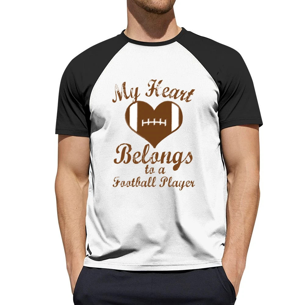 Heart Belongs To A Football Player Fun Tee Shirt Men Short Sleeve T-Shirt