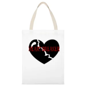 Heart Breaker White Canvas Tote Shopping Bag