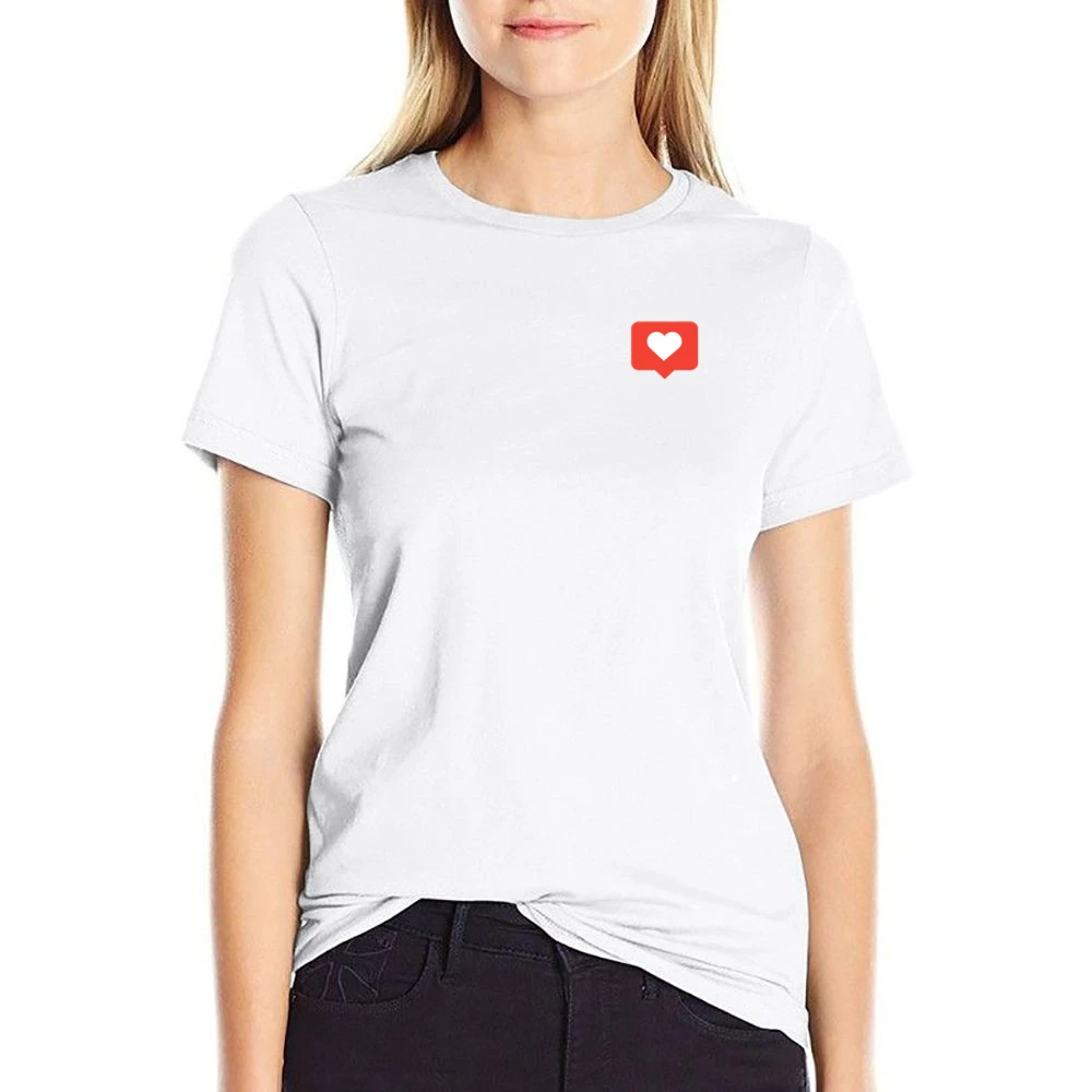Heart Bubble Instagram Sticker Graphic Ladies US Size Women Ladies T-shirt