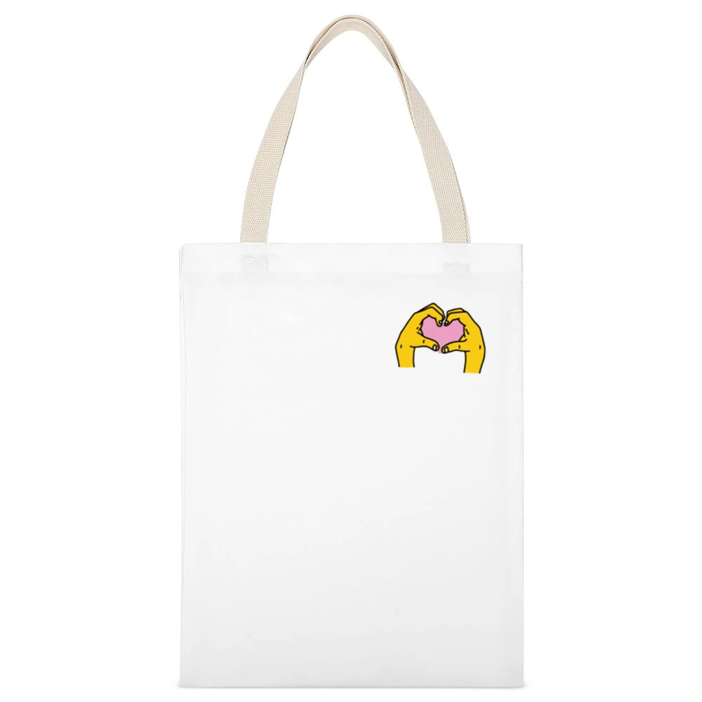 Heart Hands Instagram Sticker Graphic Crewneck Sweatshirt White Canvas Tote Shopping Bag