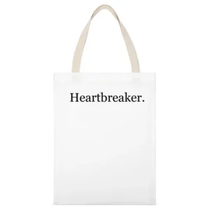 Heartbreaker Fun Popular Celebrity Blogger Graphic White Canvas Tote Shopping Bag
