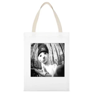 Hip Hop Is Here Cat White Canvas Tote Shopping Bag