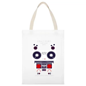 Hip Hop Tshirt White Canvas Tote Shopping Bag