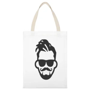 Hipster Tshirt White Canvas Tote Shopping Bag