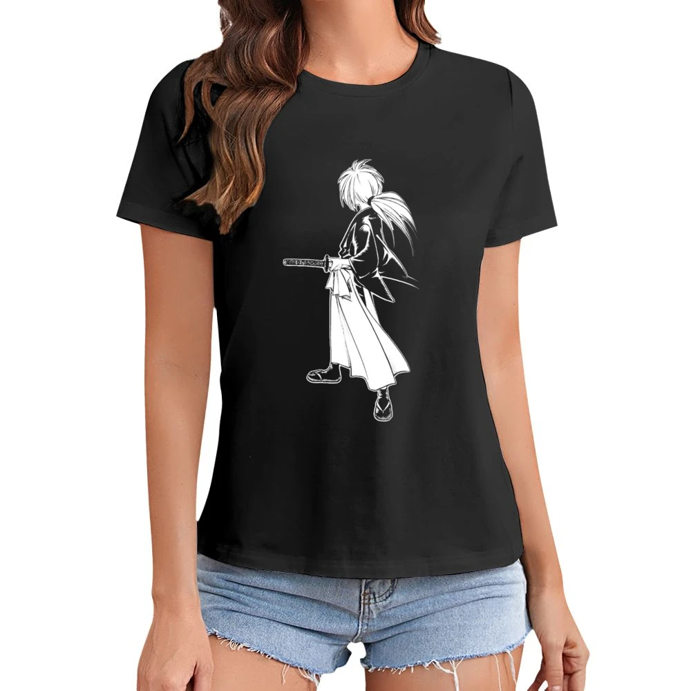 Hitokiri Battousai Himura Rurouni Kenshin Samurai x Asian Size Women Ladies T-shirt