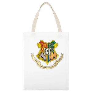 Hogwarts Coat Of Arms Harry Potter Movie White Canvas Tote Shopping Bag
