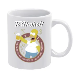Homer Simpson to Alcohol the cause of and solution to all of lifes pro White Mug
