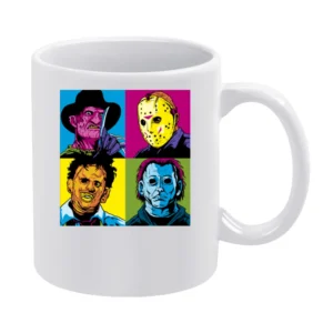 Horror Pop Art Freddy Krueger Jason Voorhees Leatherface Michael Myers White Mug