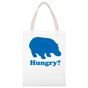 Hungry Hungry Hippos Funny Cool Retro 80s White Canvas Tote Shopping Bag