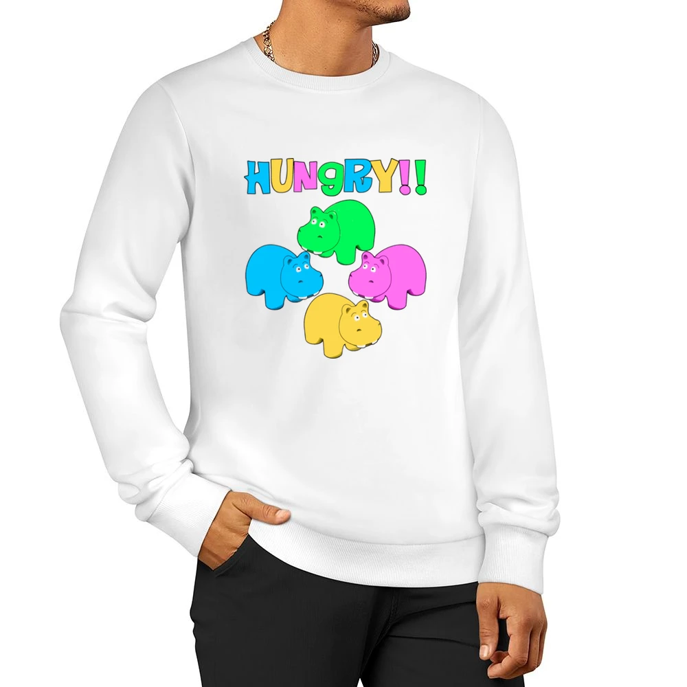 Hungry Hungry Hippos Funny Joke Retro 80s Men Pullover Sweatshirt