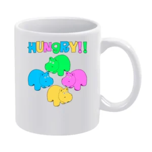 Hungry Hungry Hippos Funny Joke Retro 80s White Mug