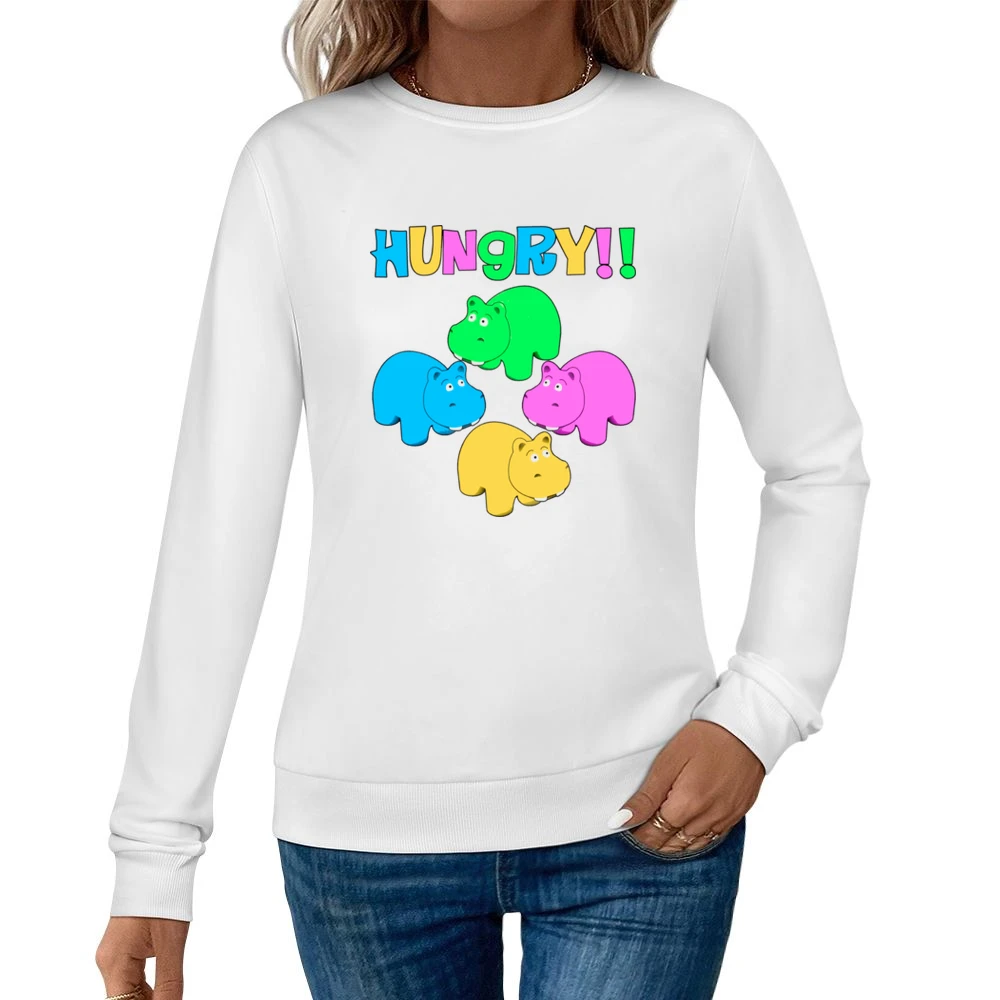Hungry Hungry Hippos Funny Joke Retro 80s Women Pullover Sweatshirt