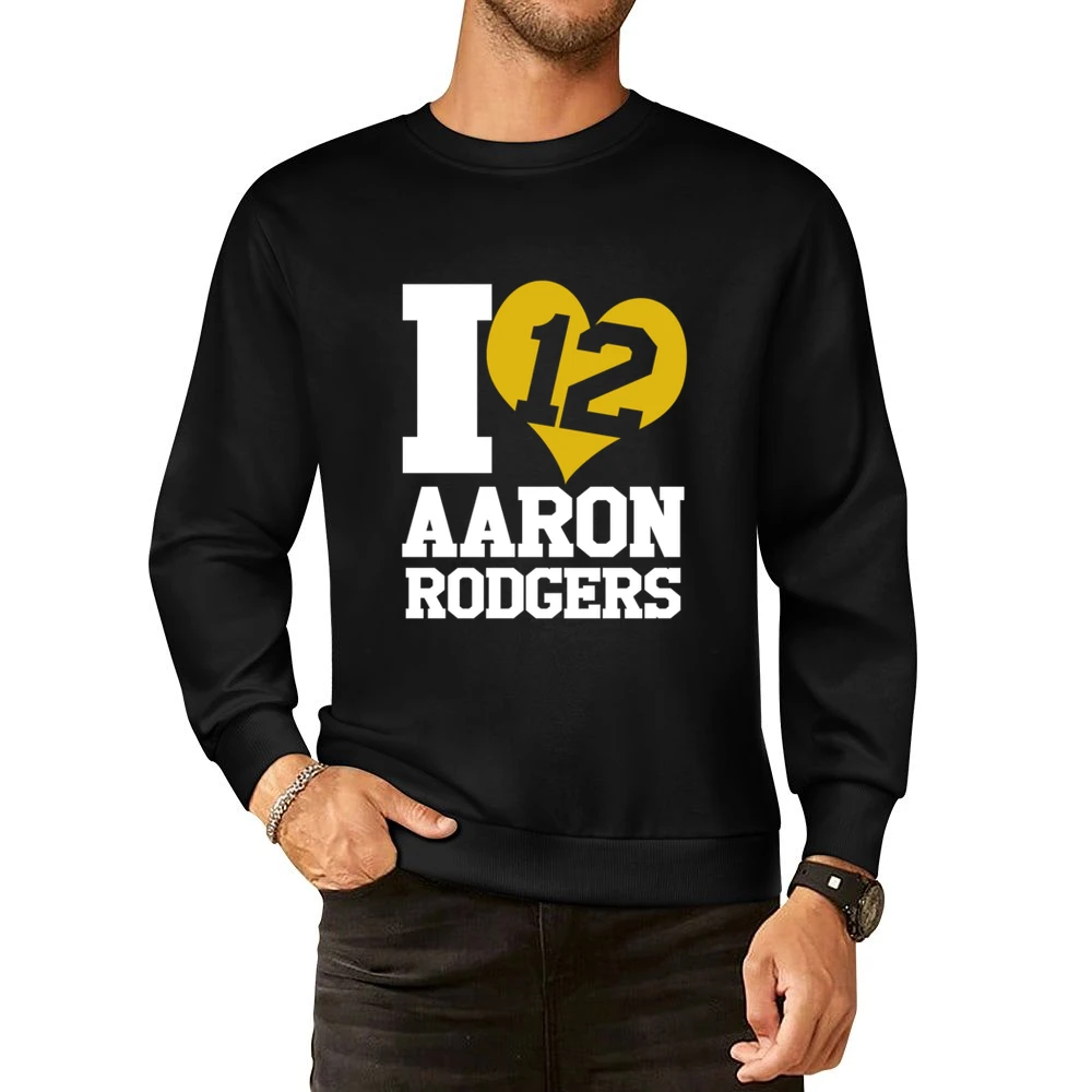 I Heart Love Arron Rodgers 12 Fun Green Bay Football Graphic Fan T Shi European Size Pullover Sweater