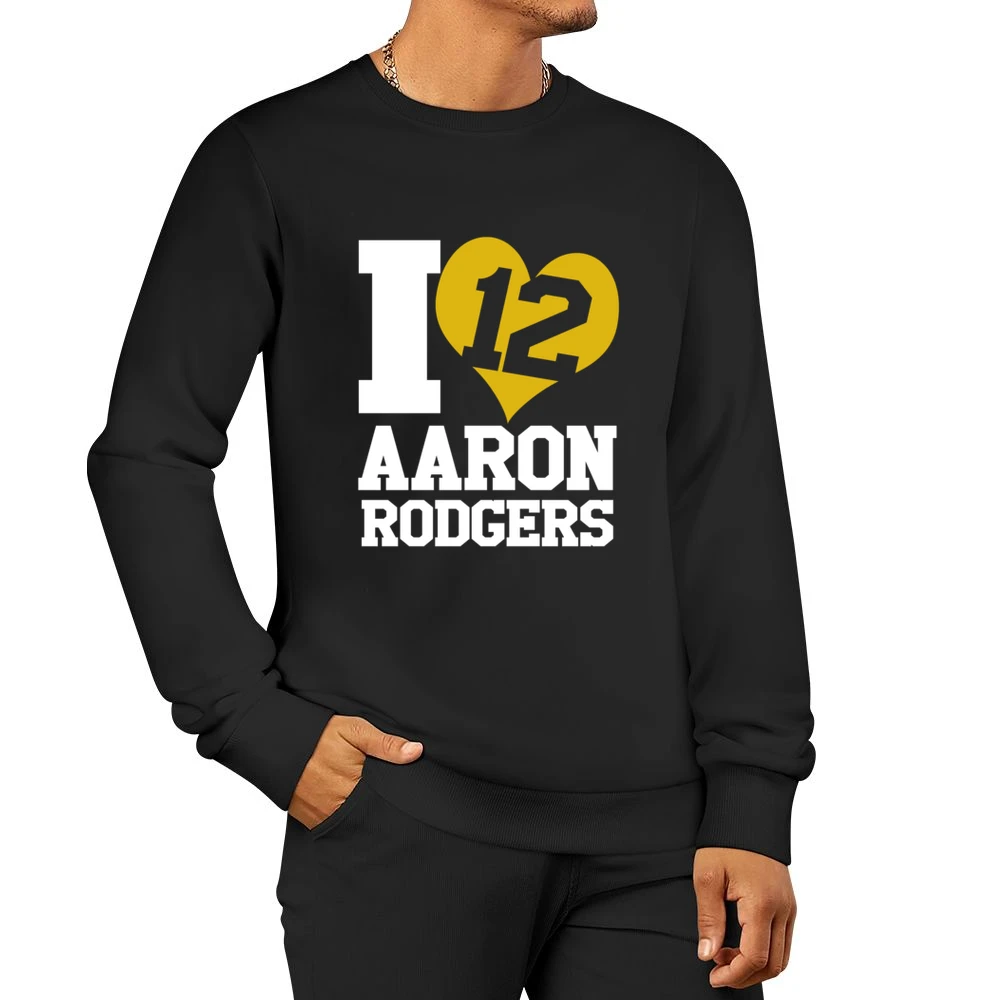 I Heart Love Arron Rodgers 12 Fun Green Bay Football Graphic Fan T Shi Men Pullover Sweatshirt
