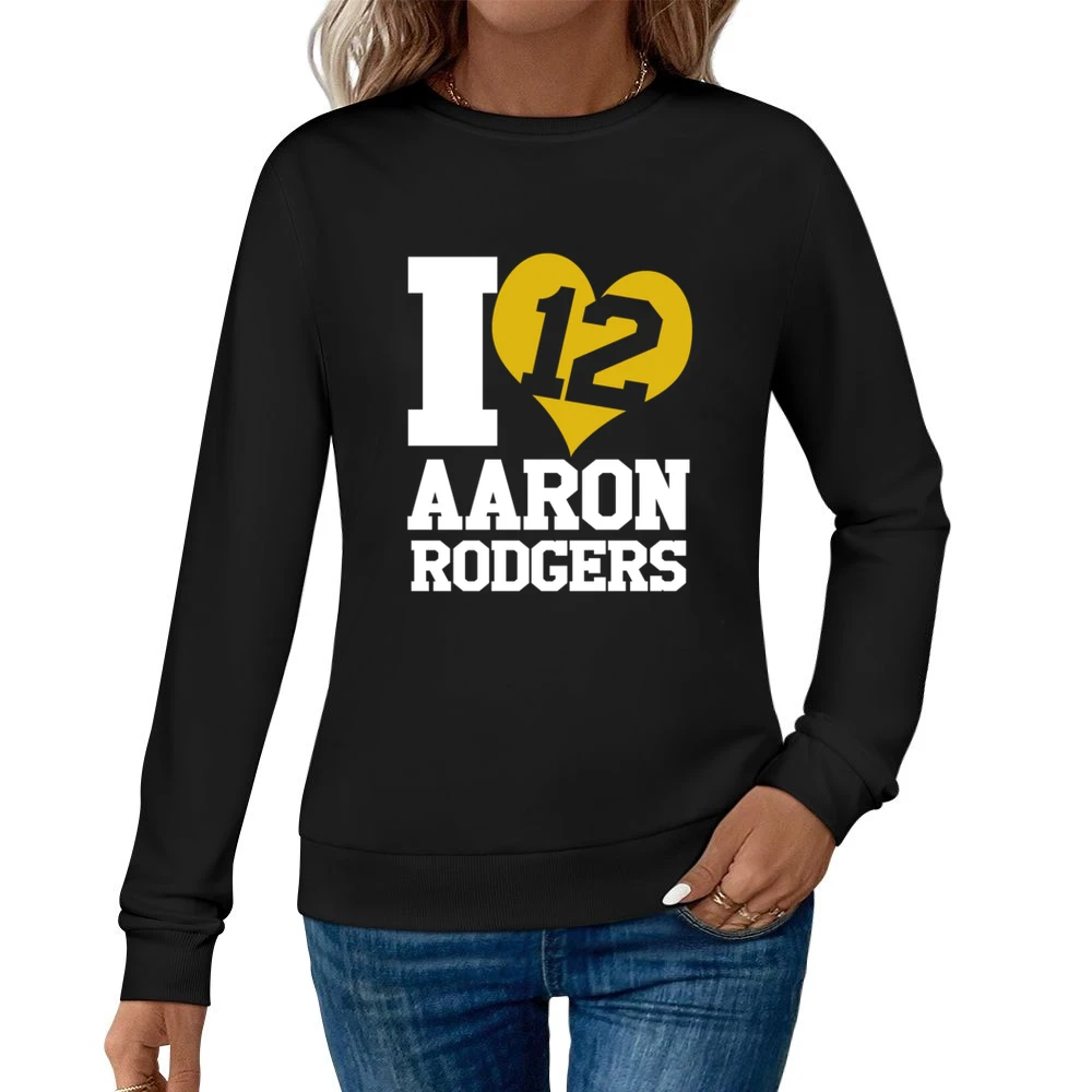 I Heart Love Arron Rodgers 12 Fun Green Bay Football Graphic Fan T Shi Women Pullover Sweatshirt