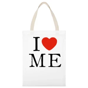 I Heart Me White Canvas Tote Shopping Bag