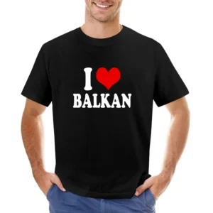 I Love Balkan Fun Heart Graphic Tee Shirt Asian Size Men T-Shirt