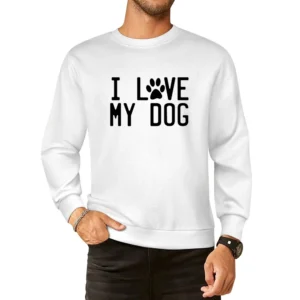 I Love My Dog Graphic Paw Print Tee Shirt European Size Pullover Sweater