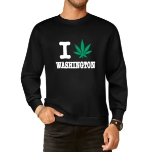 I Love Washington Cannabis Weed Pot Leaf European Size Pullover Sweater