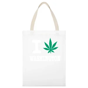 I Love Washington Cannabis Weed Pot Leaf White Canvas Tote Shopping Bag