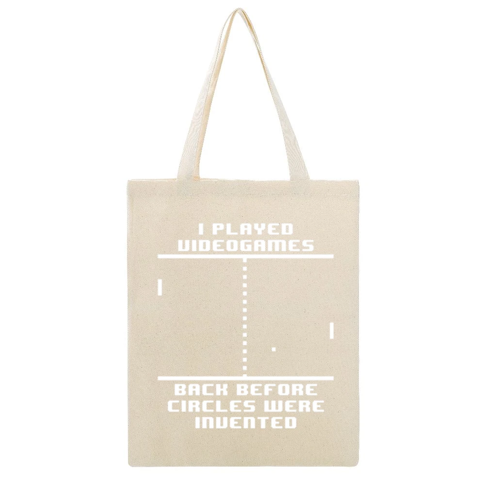 I Played Video Games Back Before Circles were invented Beige Canvas Tote Shopping Bag