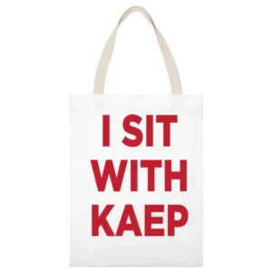 I Sit With Kaep Colin Kaepernick Support National Anthem Protest Footb White Canvas Tote Shopping Bag