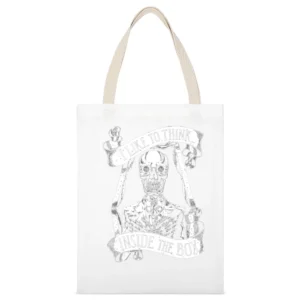 I like to think inside the box - Funny Skeleton in the coffin White Canvas Tote Shopping Bag