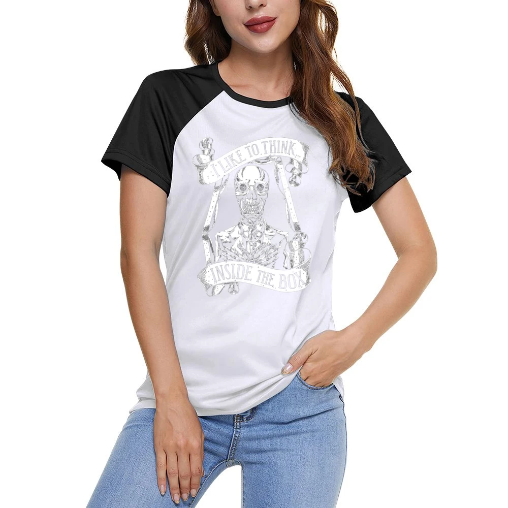 I like to think inside the box - Funny Skeleton in the coffin Women Ladies Short Sleeve T-Shirt