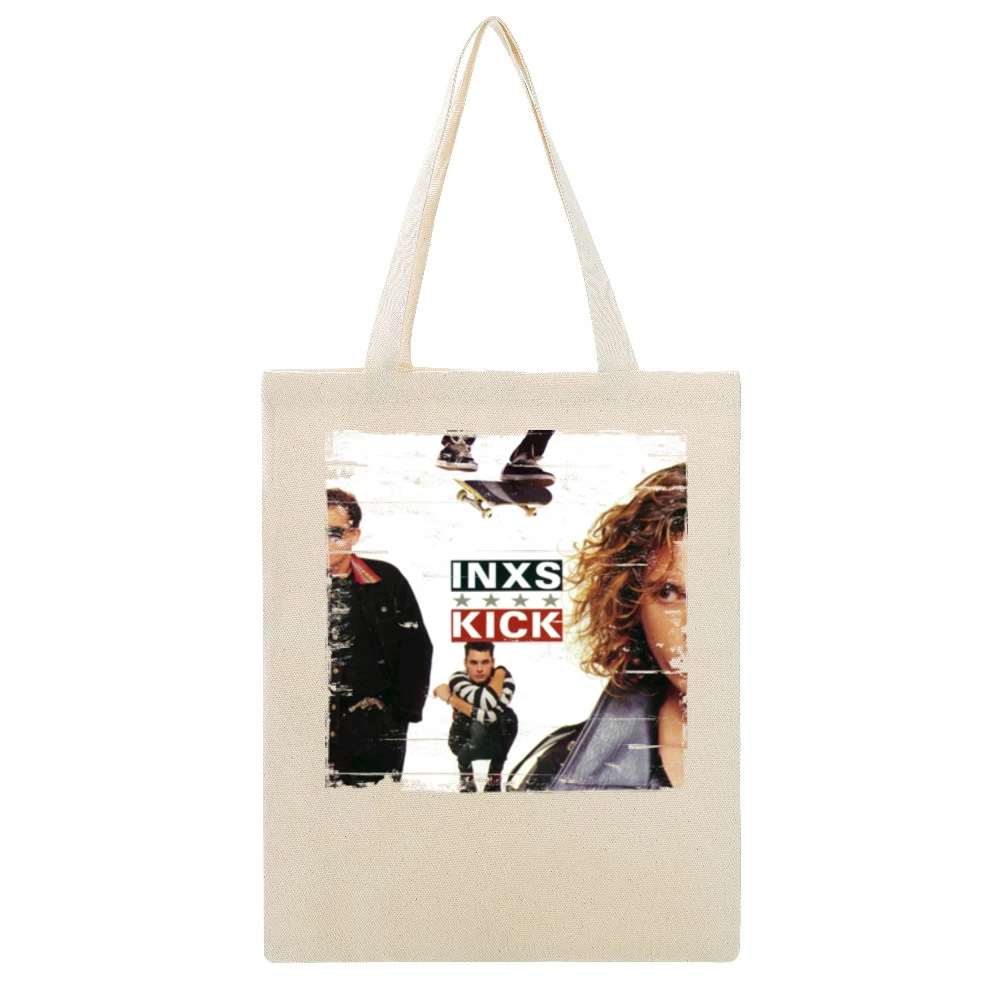 INXS Kick Album Cover Distressed Image Beige Canvas Tote Shopping Bag