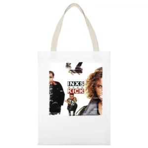 INXS Kick Album Cover Distressed Image White Canvas Tote Shopping Bag