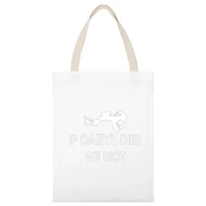 If Daryl Dies We Riot Tshirt White Canvas Tote Shopping Bag