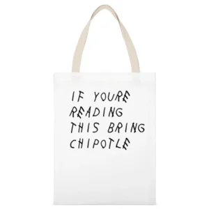 If You Are Reading This Bring Chipotle Funny Music Parody Graphic T Sh White Canvas Tote Shopping Bag