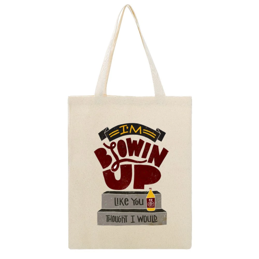 I'm Blowing up Biggie Tshirt Beige Canvas Tote Shopping Bag