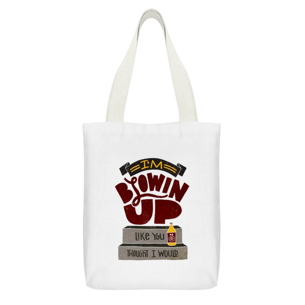 I'm Blowing up Biggie Tshirt White Canvas Tote Shopping Bag With Interior Pocket