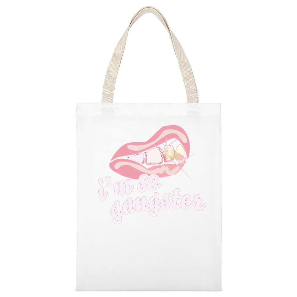 Im So Gangster White Canvas Tote Shopping Bag